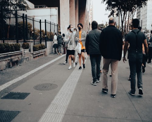 people walking and talking actively